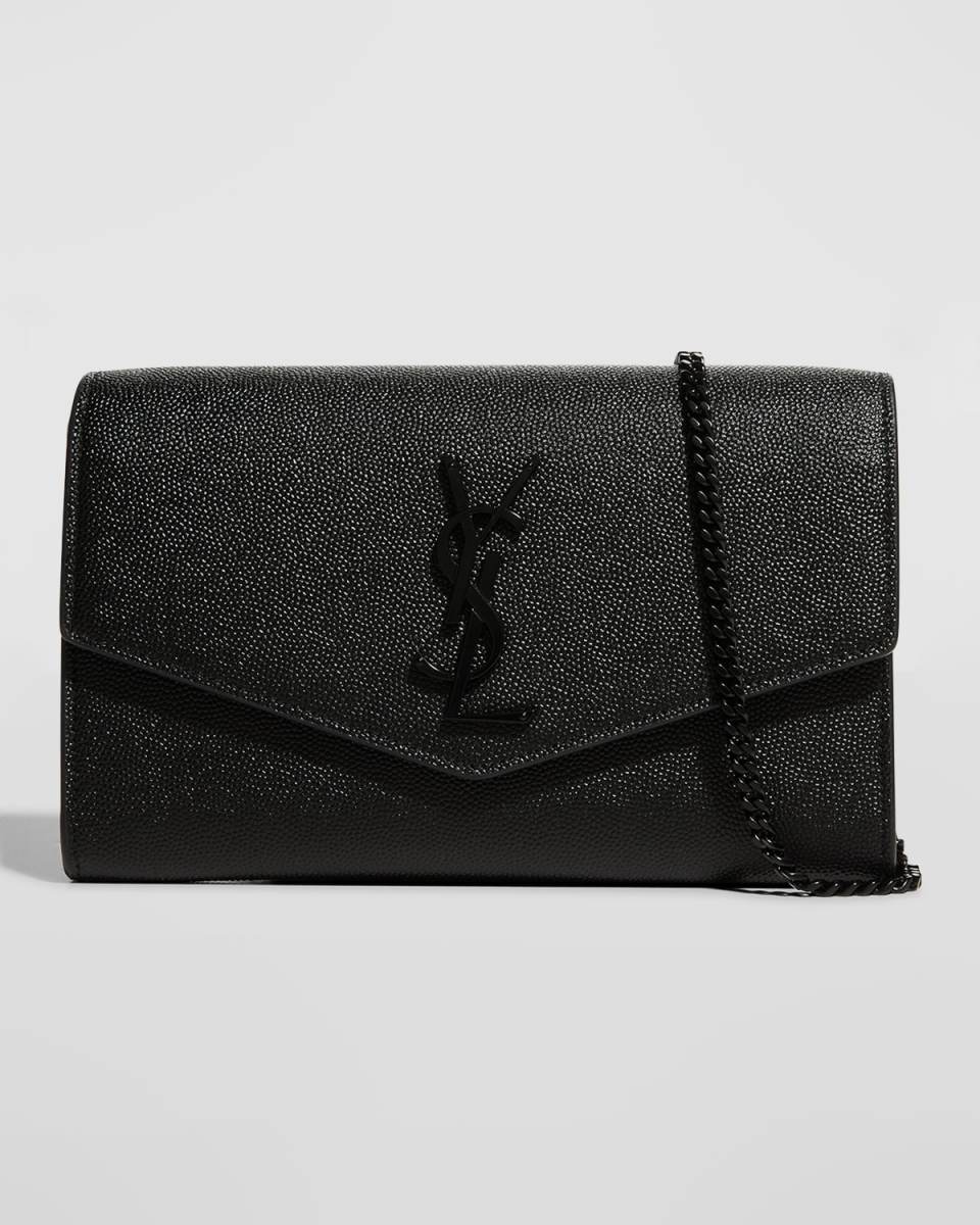 Uptown YSL Wallet on Chain in Grained Leather
